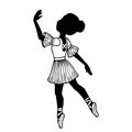 Vector illustration of ballet dancer. Black and white silhouette of ballerina in graceful pose isolated on a white