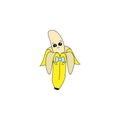 Vector illustration, banan, fruit, appetite, Drawing on a white background. Sketch, stiker.