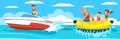 Vector illustration Banana Boat with group.