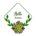 Vector illustration banner hello summer for various crowd colorful flower frame Royalty Free Stock Photo