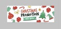 Vector illustration banner with the inscription Christmas promotion. Christmas promotion banner