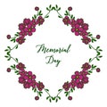 Vector illustration banner memorial day with pattern art floral frames