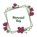 Vector illustration banner memorial day with pattern art floral frames