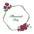 Vector illustration banner memorial day with pattern art floral frames