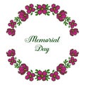 Vector illustration banner memorial day with pattern art floral frames