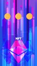 Vector illustration of a banner NFT coins. Nonfungible unique cryptocurrency and Ethereum icon