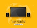 Modern realistic tv screen, world television day concept background