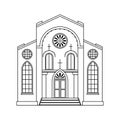 Vector illustration of a Baptist church. Religious architectural building. Outline