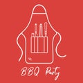 Barbecue apron, grill and barbecue tools. Vector