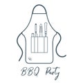 Barbecue apron, grill and barbecue tools. Vector