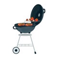 Vector illustration of Barbecue Grill. BBQ grill with roasted pork steaks and tasty grilled vegetables for summer party Royalty Free Stock Photo