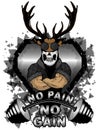 Vector illustration barbell and strong deer.