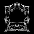 Vector illustration of baroque bed with baldachin made in hand drawn sketch style.