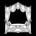 Vector illustration of baroque bed with baldachin