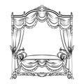 Vector illustration of baroque bed with baldachin