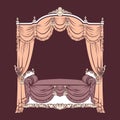 Vector illustration of baroque bed with baldachin Royalty Free Stock Photo