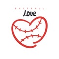 Vector illustration for baseball. Abstract heart. Print design for covers, postcards and t-shirts.