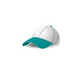 Vector illustration of Baseball Cap. White with turquise peak. 3d effect Royalty Free Stock Photo