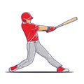 Vector illustration of a baseball player hitting the ball. Royalty Free Stock Photo