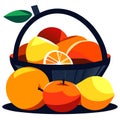 Vector illustration of a basket full of fresh oranges and lemons. AI generated Royalty Free Stock Photo