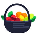 Vector illustration of a basket full of fruits. Isolated on white background. Generative AI Royalty Free Stock Photo