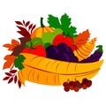 vector illustration of a basket full of fruits and vegetables on a white background Generative AI Royalty Free Stock Photo