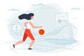 Vector illustration - basketball girl player.