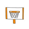 Vector illustration of basketball rim, isolated on white. Basketball rim vector line icon, black and orange colors Royalty Free Stock Photo