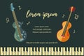 Vector illustration with bass guitar and acoustic guitar Royalty Free Stock Photo