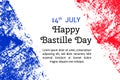 Vector illustration for Bastille Day, French flag in trendy grunge style. Design template for poster, banner, flayer, greeting, i Royalty Free Stock Photo