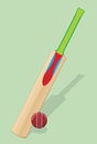 Vector illustration. Bat and ball for cricket. Royalty Free Stock Photo