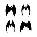 Vector illustration of bat in flight. Black flittermouse silhouette. Set of different shapes Royalty Free Stock Photo