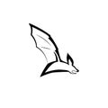 Vector illustration of bat logotype. Simple slack and white bat