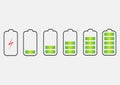 Vector illustration. Battery charge state indicator icons. Set w Royalty Free Stock Photo