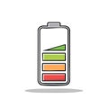Vector Illustration of Battery Charging Status with Colorful Bars indicating Energy Level Royalty Free Stock Photo
