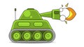 Vector Illustration Of A Battle Tank Aiming A Gun Towards Military Equipment, War, Weapons Royalty Free Stock Photo