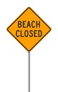 Beach Closed yellow sign