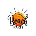 Vector illustration of beach party logo for poster template Royalty Free Stock Photo