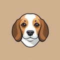 Playful Beagle Face Logo On Brown Background