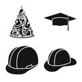 Vector design of beanie and beret logo. Set of beanie and napper vector icon for stock.