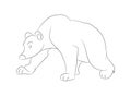 Vector illustration of a bear standing, line drawing, vector Royalty Free Stock Photo