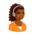 Vector illustration of beatiful african woman working as telephone operator Royalty Free Stock Photo