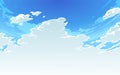 Vector illustration of beautiful bright cloudy sky in Anime Style. 2