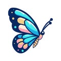 vector illustration of beautiful butterfly side view in flat and minimalist style Royalty Free Stock Photo