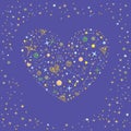 Vector illustration of beautiful cosmic heart with starry dust frame