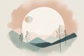 vector illustration of a beautiful landscape with a treevector illustration of a beautiful landscape with a treeabstract minimal g Royalty Free Stock Photo