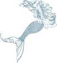 Vector illustration with beautiful mermaid
