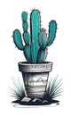 Vector illustration, Beautiful Mexican cactus on a desert background, agave bush, Royalty Free Stock Photo