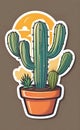 Vector illustration, Beautiful Mexican cactus on a desert background, agave bush, Royalty Free Stock Photo