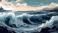 Beautiful Panoramic Beach with Amazing Waves